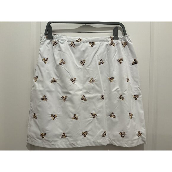 Karen Scott Skort Size 14 White Embroidered Design Zip And Hook Closure - Picture 5 of 9